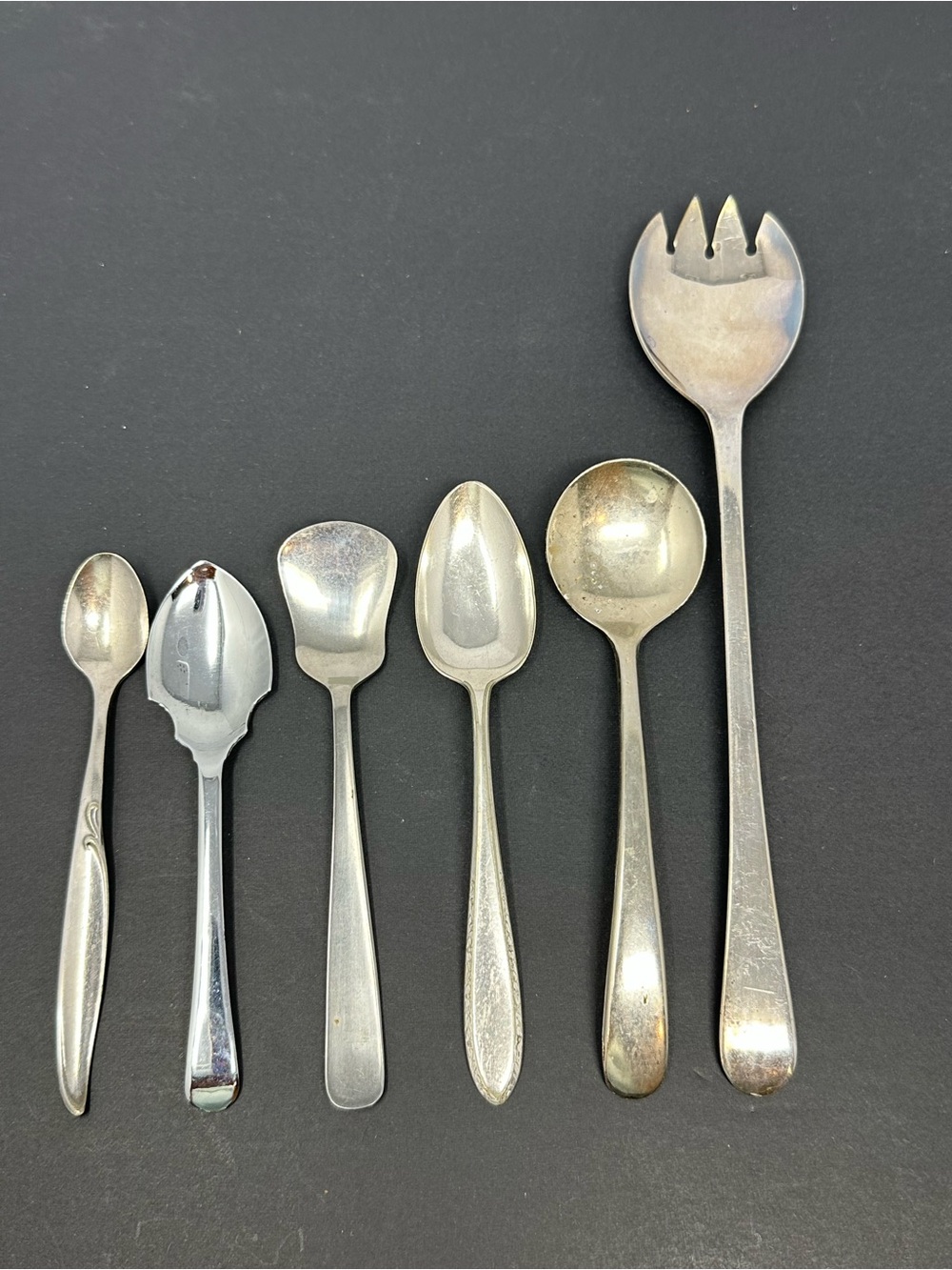 Vintage Silverplate, Chromeplate Spoons Sheffield England, Italy, WM Rogers (6)